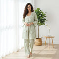 Bamboo Leaf Print Cotton 3PC Pajama Set