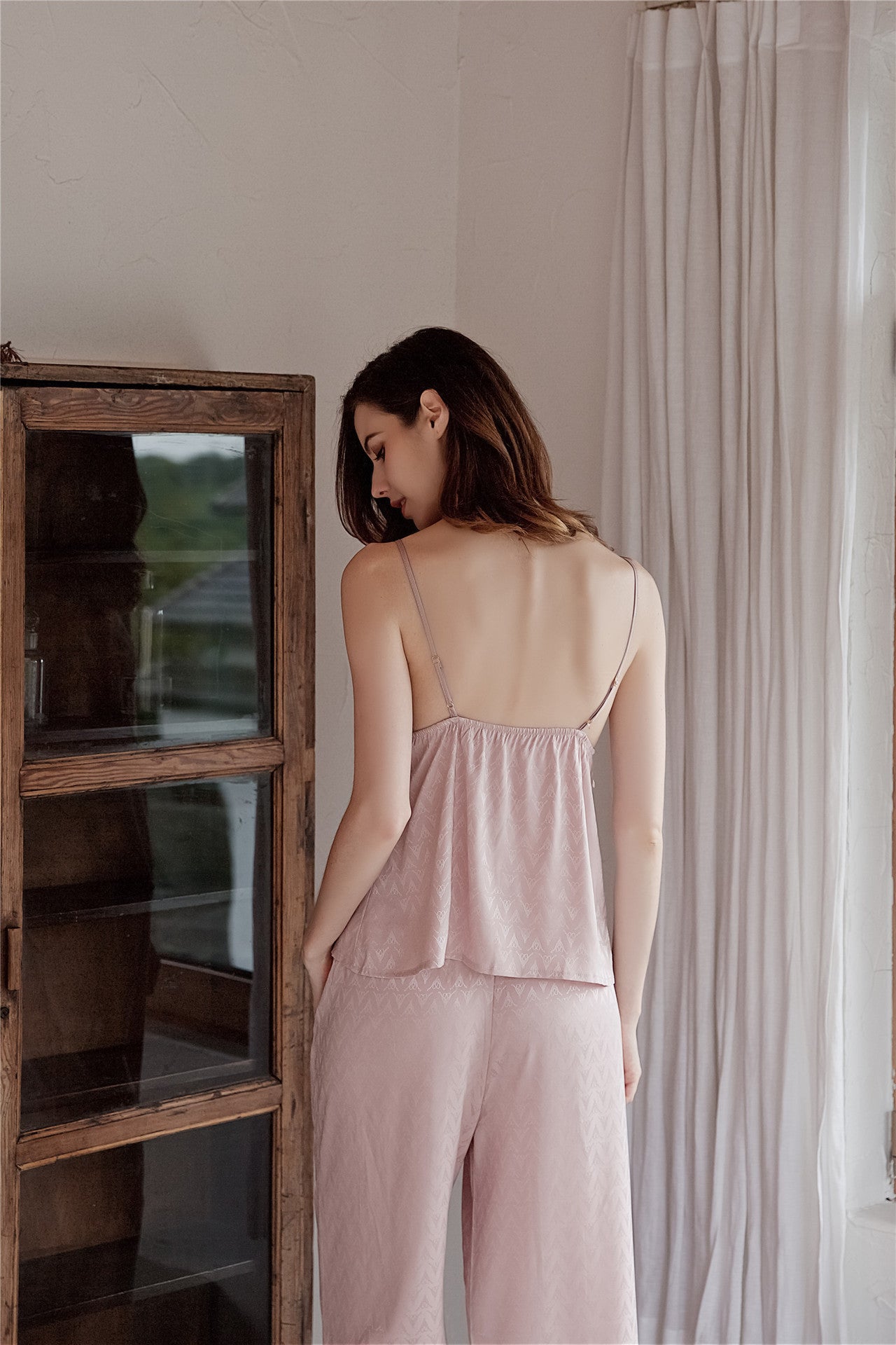 Rose Elegance Silk Lace Lounge 3PC Pajama Set