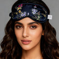 Black Silk Floral Print Sleep Mask