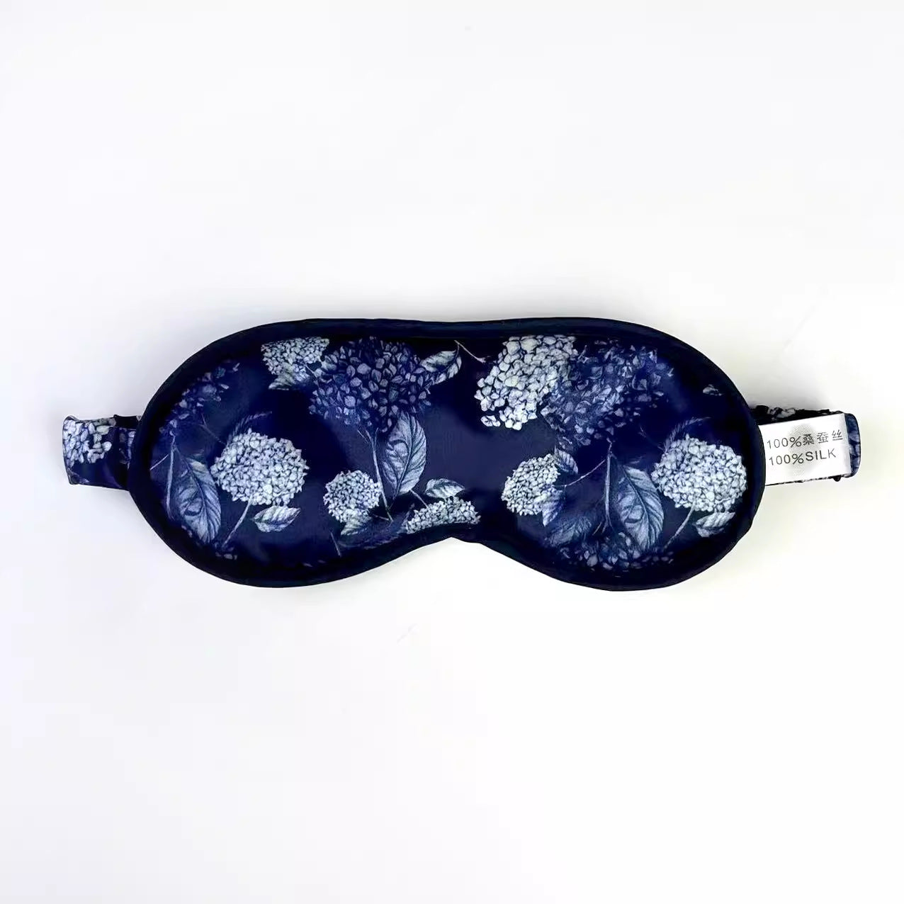 Navy Silk Hydrangea Print Sleep Mask