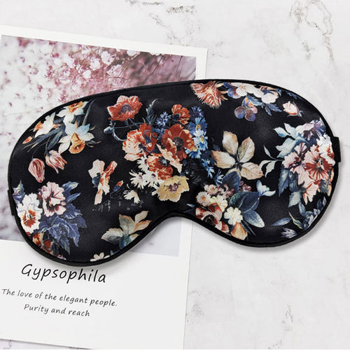 Black Floral Silk Sleep Mask