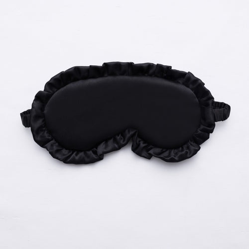 Black Ruffled Silk Sleep Mask