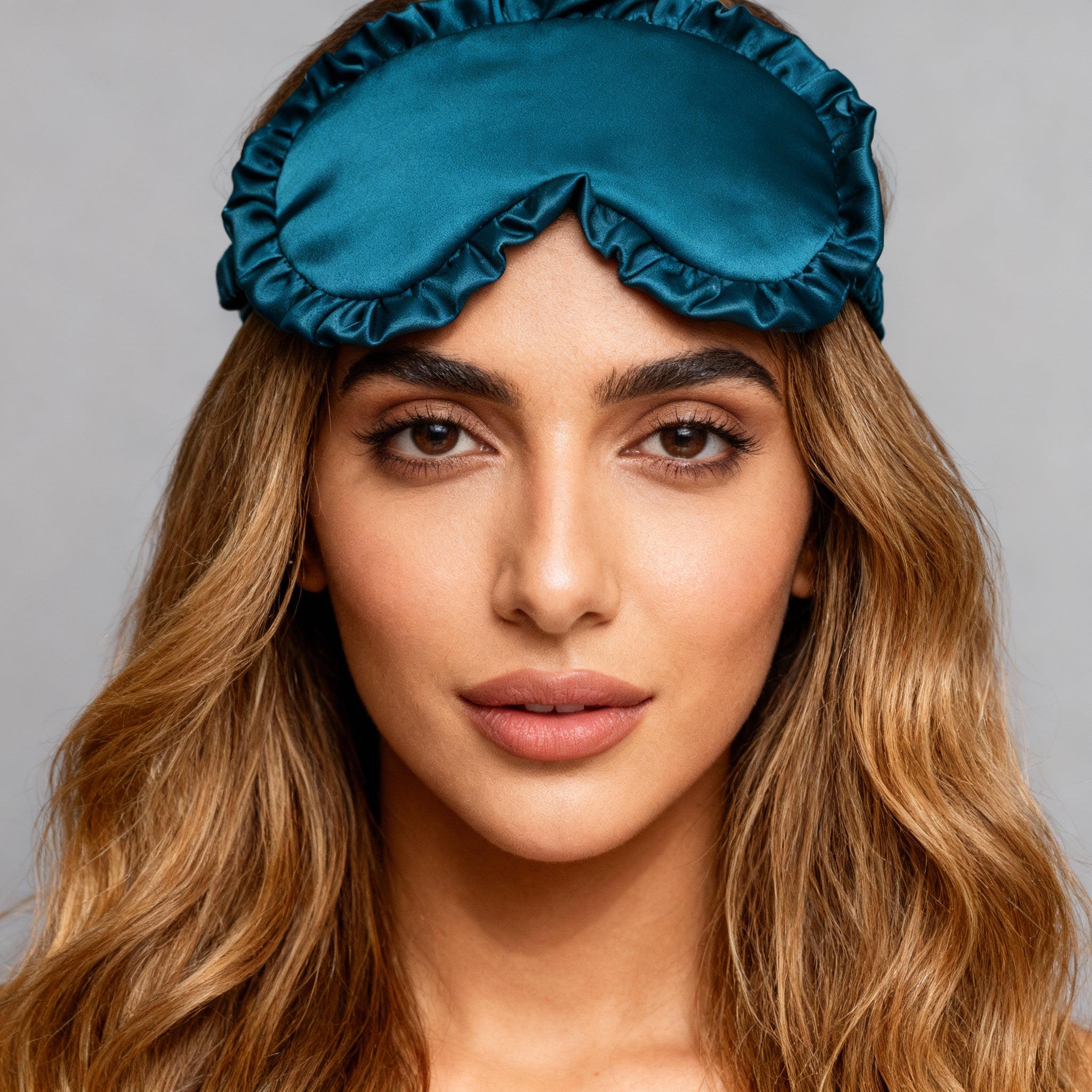 Dark Green Ruffled Silk Sleep Mask