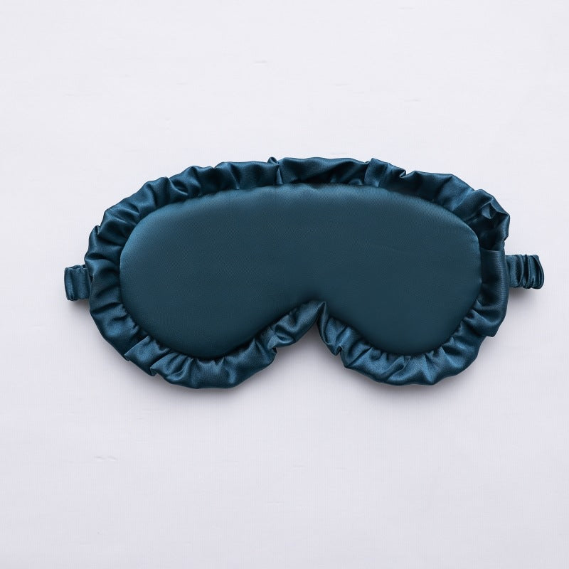 Dark Green Ruffled Silk Sleep Mask