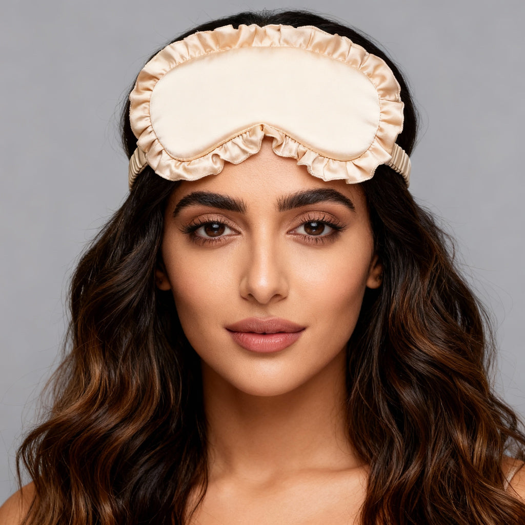 Gold Ruffled Silk Sleep Mask
