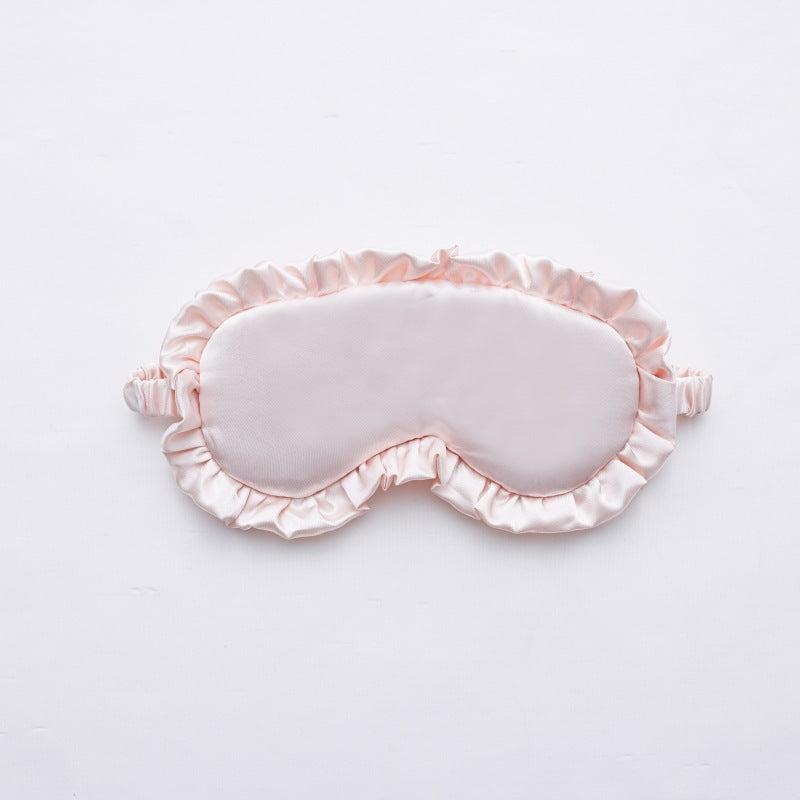 Light Blush Pink Ruffled Silk Sleep Mask