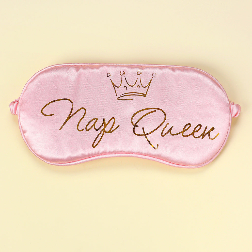Pink "Nap Queen" Silk Sleep Mask