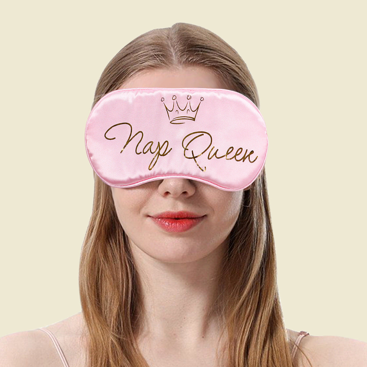 Pink "Nap Queen" Silk Sleep Mask