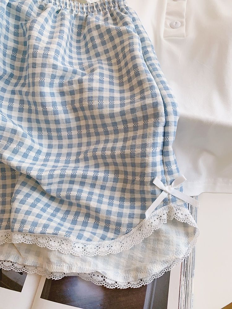 Gingham Plaid Padded 3PC Pajama Set